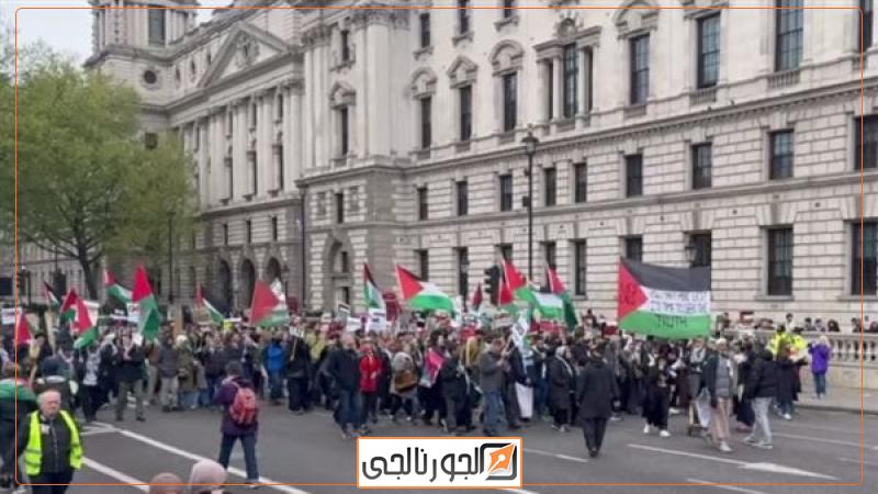 احتجاجات دعم غزة أمام البرلمان البريطاني