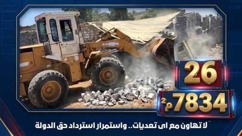 إزالة 26 حالة تعد على أملاك دولة بمساحة 7834م2 في البحيرة